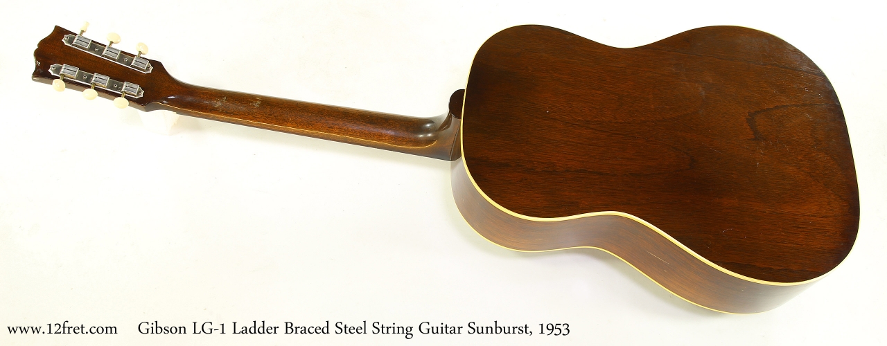 Gibson LG-1 Ladder Braced Steel String Guitar Sunburst, 1953   Full Rear View
