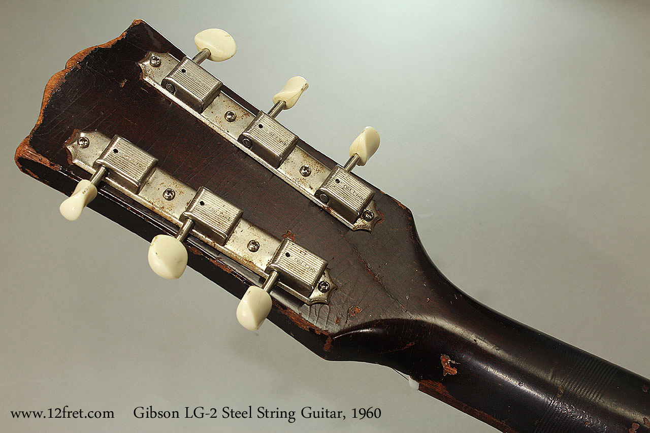 Gibson LG-2 Steel String Guitar, 1960 Head Rear View