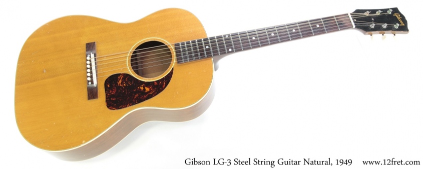 Gibson LG-3 Steel String Guitar Natural, 1949 Full Front View