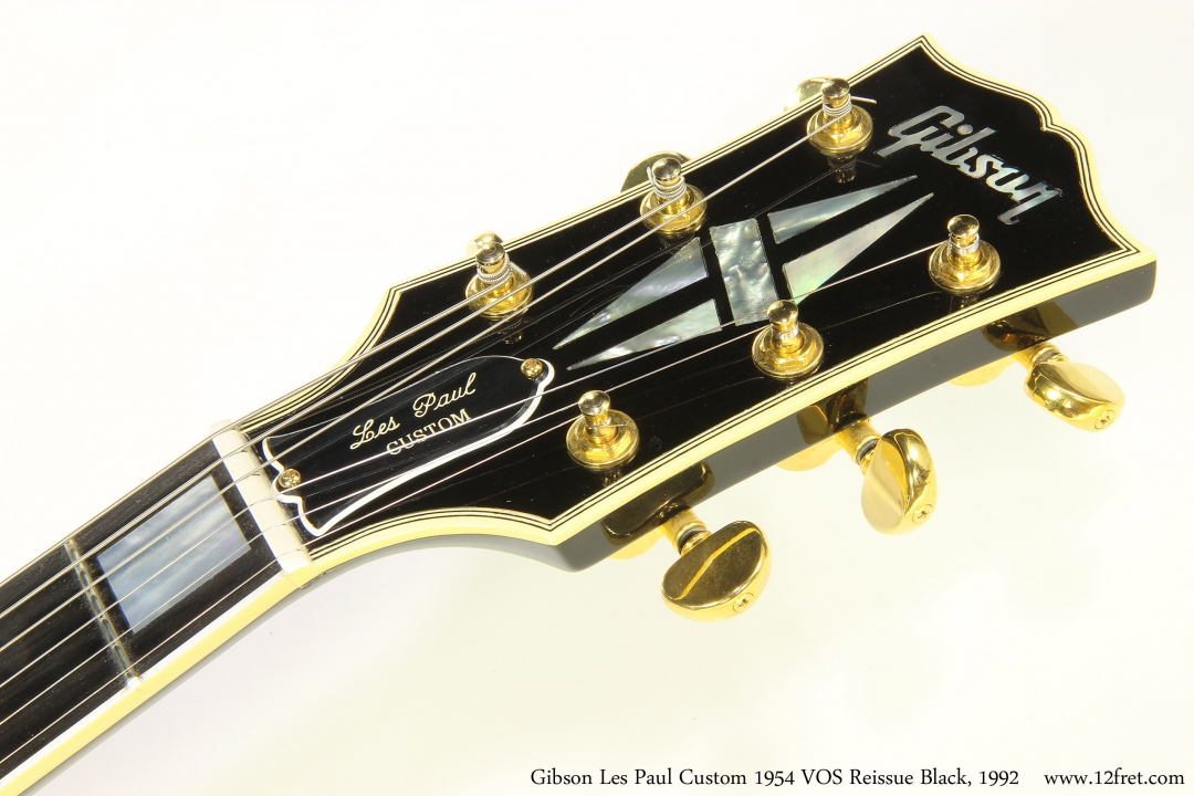 Gibson Les Paul Custom 1954 VOS Reissue Black, 1992   Head Front View
