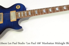 Gibson Les Paul Studio 'Les Paul 100' Manhattan Midnight Blue, 2015  Full Front View