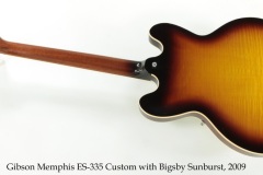Gibson Memphis ES-335 Custom with Bigsby Sunburst, 2009 Full Rear View