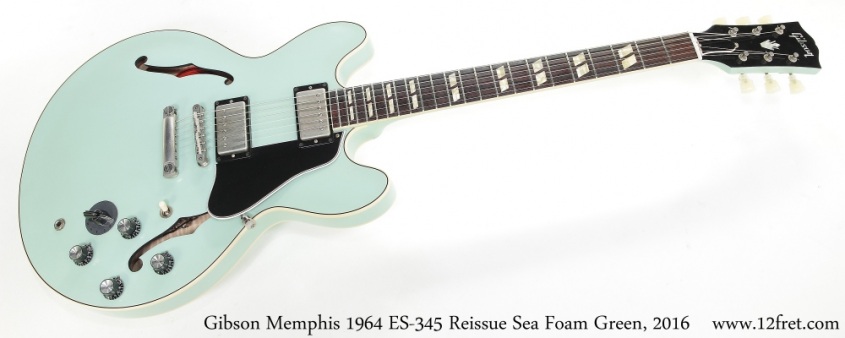 Gibson Memphis 1964 ES-345 Reissue Sea Foam Green, 2016 Full Front View