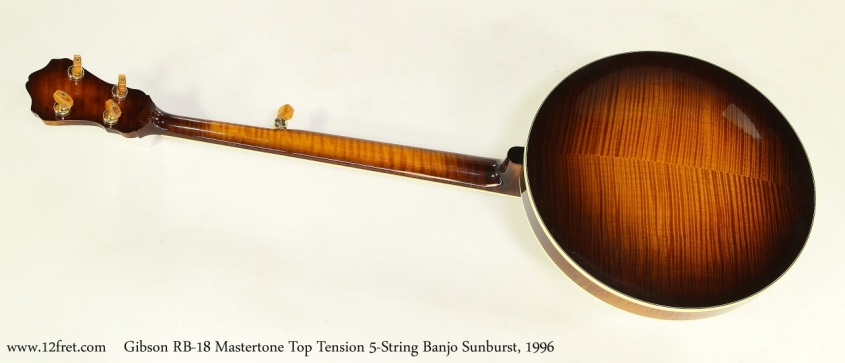 Gibson RB-18 Mastertone Top Tension 5-String Banjo Sunburst, 1996 Full Rear View