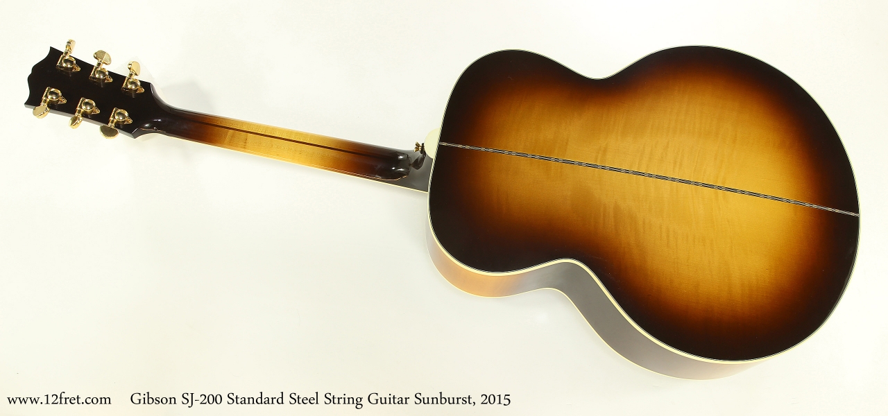Gibson SJ-200 Standard Steel String Guitar Sunburst, 2015  Full Rear View