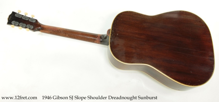 1946 Gibson SJ Slope Shoulder Dreadnought Sunburst Full Rear View