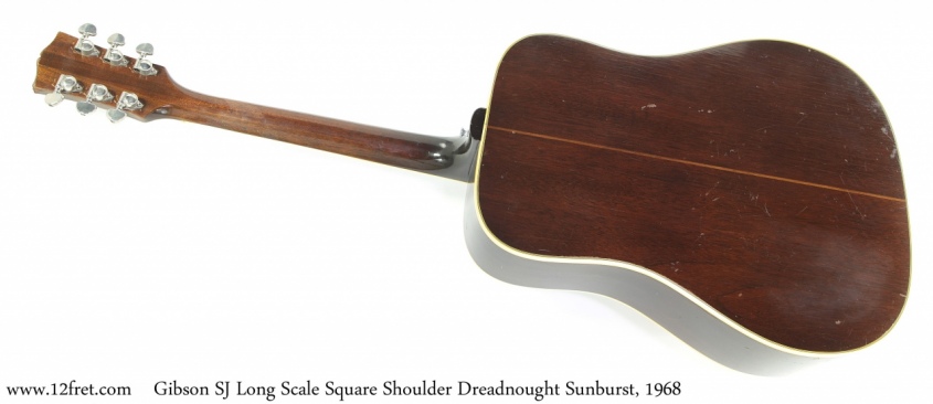 Gibson SJ Long Scale Square Shoulder Dreadnought Sunburst, 1968 Full Rear View