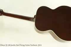 Gibson SJ-100 Jumbo Steel String Guitar Sunburst, 2013  Full Rear View