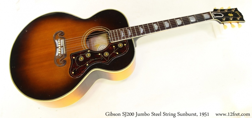 Gibson SJ200 Jumbo Steel String Sunburst, 1951 Full Front View