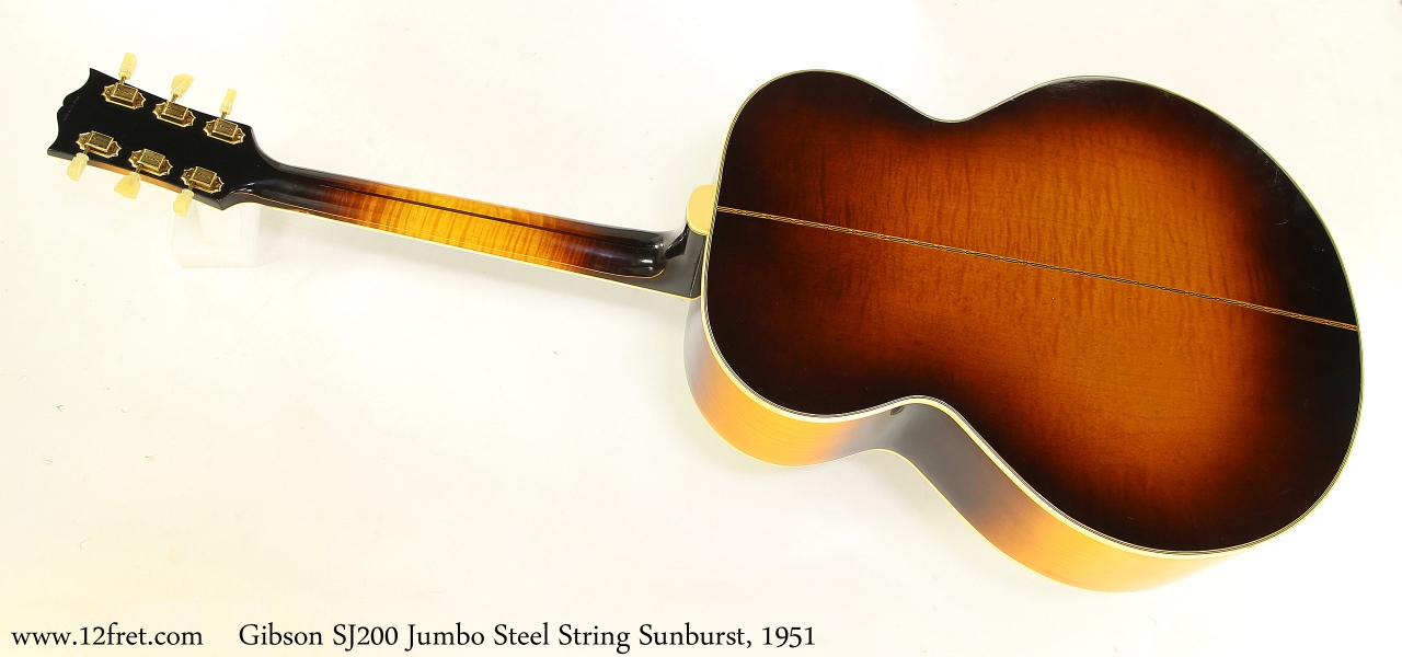 Gibson SJ200 Jumbo Steel String Sunburst, 1951 Full Rear View