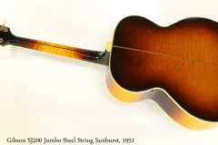 Gibson SJ200 Jumbo Steel String Sunburst, 1951 Full Rear View