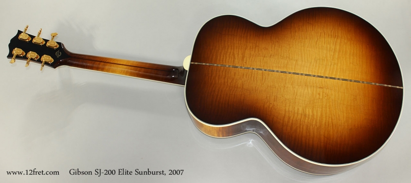 Gibson SJ-200 Elite Sunburst Steel String Acoustic, 2007 Full Rear View