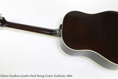 Gibson Southern Jumbo Steel String Guitar Sunburst, 2004   Full Rear View