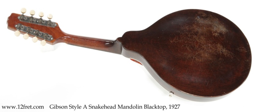 Gibson Style A Snakehead Mandolin Blacktop, 1927 Full Rear View