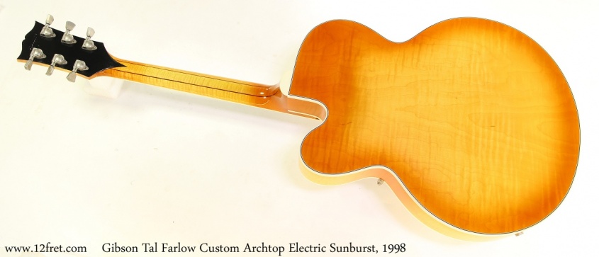 Gibson Tal Farlow Custom Archtop Electric Sunburst, 1998 Full Rear View