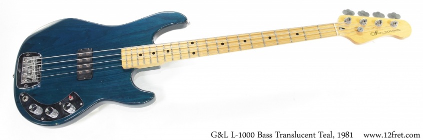 G&L L-1000 Bass Translucent Teal, 1981 Full Front View