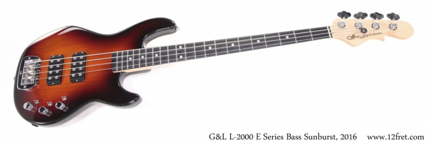 G&L L-2000 E Series Bass Sunburst, 2016 Full Front View