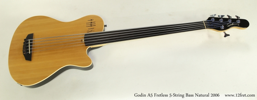 Godin A5 Fretless 5-String Bass Natural 2006  Full Front View