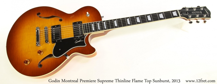 Godin Montreal Premiere Supreme Thinline Flame Top Sunburst, 2013 Full Front View