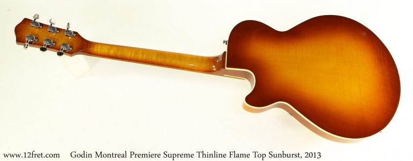 Godin Montreal Premiere Supreme Thinline Flame Top Sunburst, 2013 Full Rear View