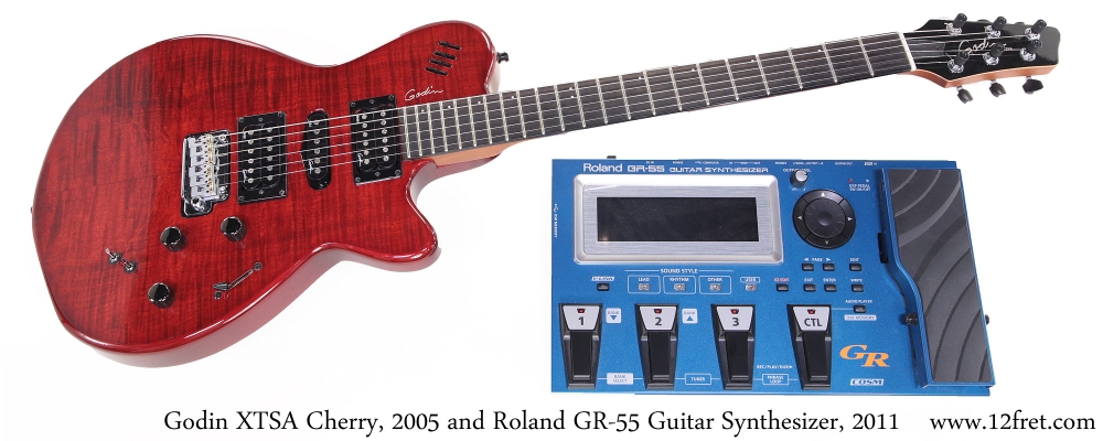Godin XTSA Cherry, 2005 and Roland GR-55 Guitar Synthesizer, 2011 Full Front View