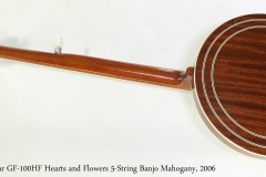 Gold Star GF-100HF Hearts and Flowers 5-String Banjo Mahogany, 2006   Full Rear View