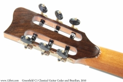 Greenfield C1 Classical Guitar Cedar and Brazilian, 2010 Head Rear View