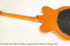 Gretsch G6120 Chet Atkins Thinline Archtop Electric Western Orange, 1962  Full Rear View
