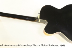 Gretsch Anniversary 6124 Archtop Electric Guitar Sunburst,  1963 Full Rear View