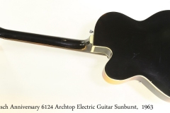Gretsch Anniversary 6124 Archtop Electric Guitar Sunburst,  1963 Full Rear View
