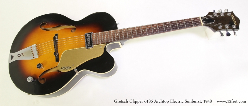 Gretsch Clipper 6186 Archtop Electric Sunburst, 1958  Full Front View