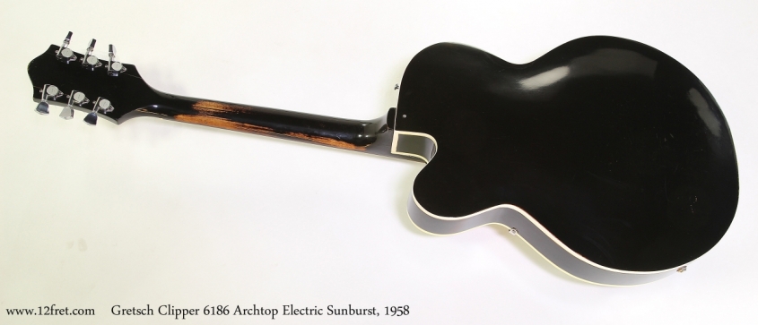 Gretsch Clipper 6186 Archtop Electric Sunburst, 1958  Full Rear View