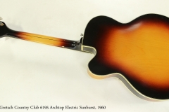 Gretsch Country Club 6195 Archtop Electric Sunburst, 1960 Full Rear View