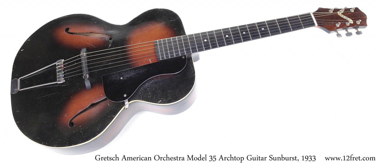 Gretsch Model 35 Archtop Guitar Sunburst, 1933 Full Front View