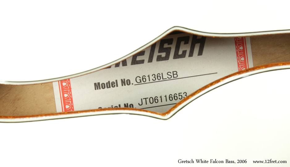 Gretsch White Falcon Bass G6136LSB 2006 label