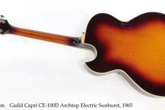 Guild Capri CE-100D Archtop Electric Sunburst, 1965 Full Rear View
