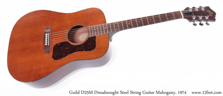 Guild D25M Dreadnought Steel String Guitar Mahogany, 1974 Full Front View