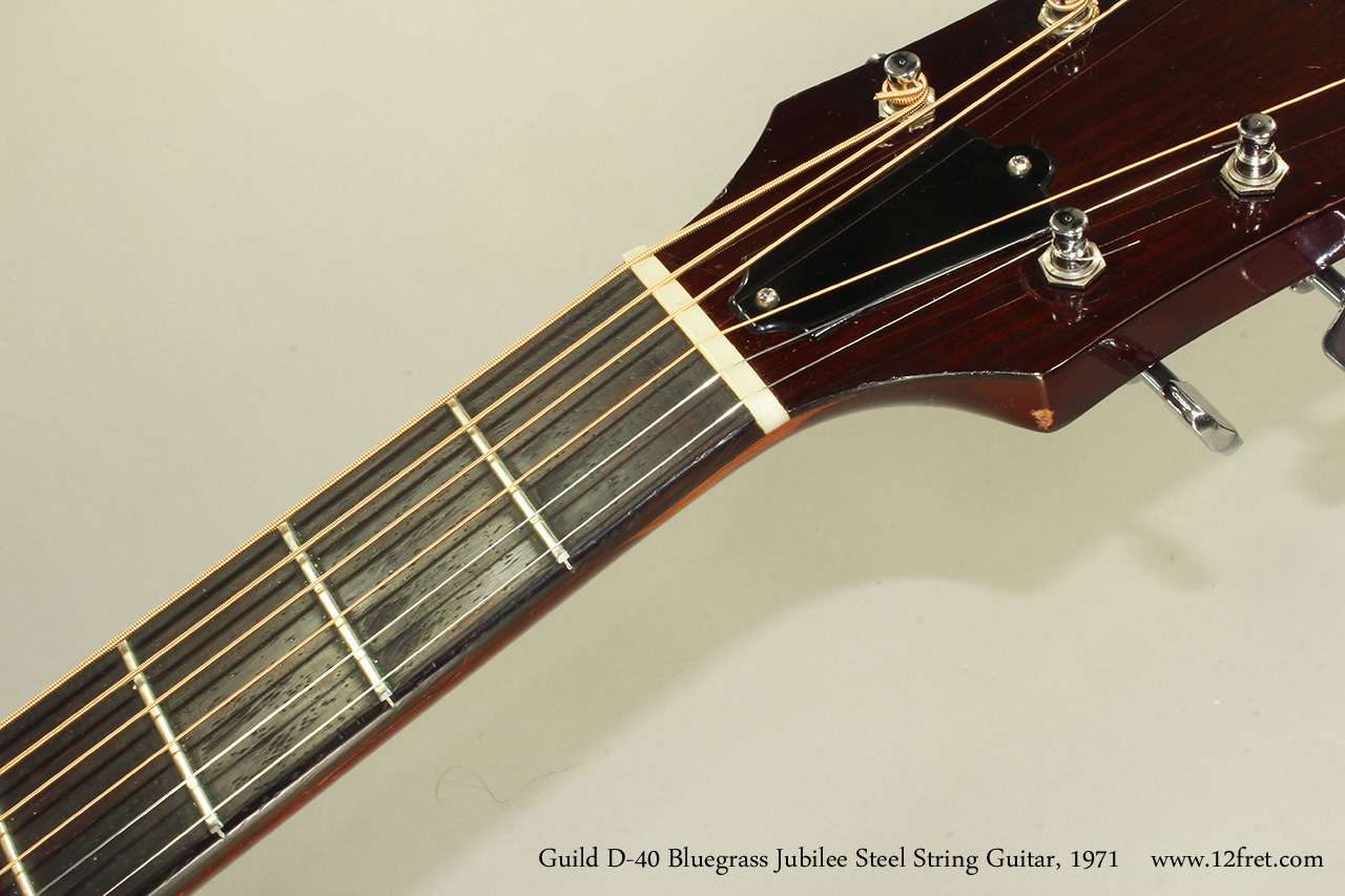 Guild D-40 Bluegrass Jubilee Steel String Guitar, 1971 Fingerboard.