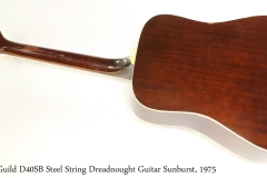 Guild D40SB Steel String Dreadnought Guitar Sunburst, 1975   Full Rear View