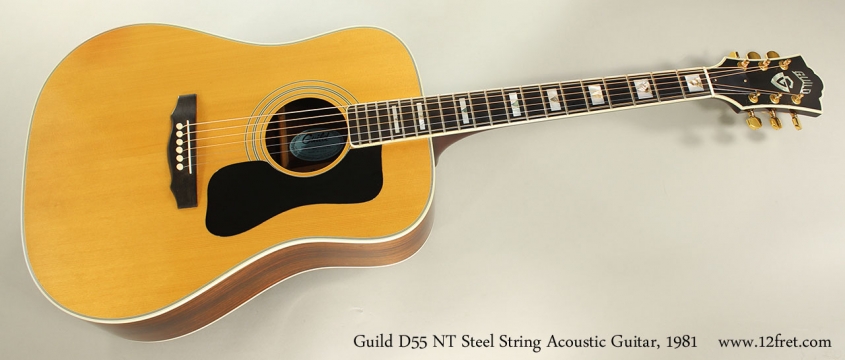 Guild D55 NT Steel String Acoustic Guitar, 1981 Full Front View