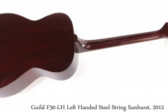 Guild F30-LH Left Handed Steel String Sunburst, 2012 Full Rear View