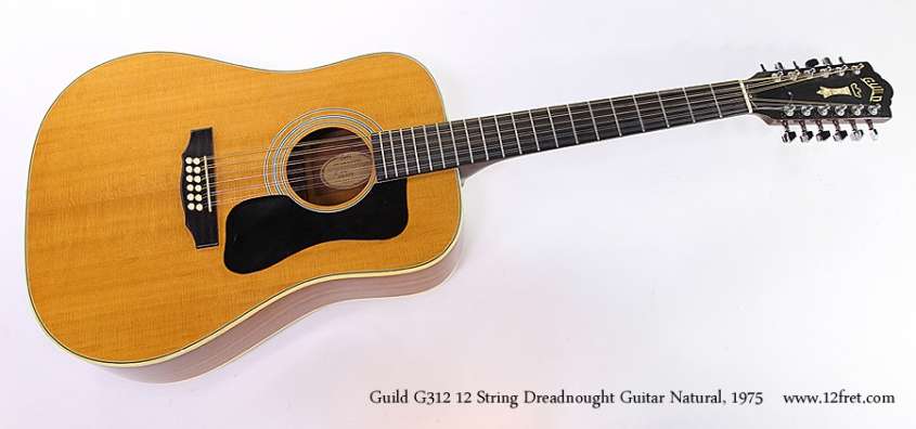 Guild G312 12 String Dreadnought Guitar Natural, 1975 Full Front View