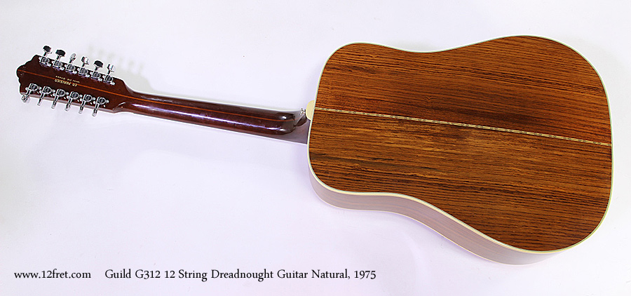 Guild G312 12 String Dreadnought Guitar Natural, 1975 Full Rear View