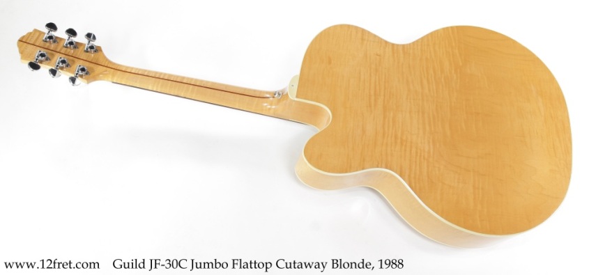 Guild JF-30C Jumbo Flattop Cutaway Blonde, 1988 Full Rear View