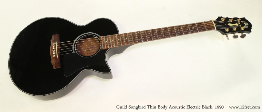 Guild Songbird Thin Body Acoustic Electric Black, 1990  Full Front View