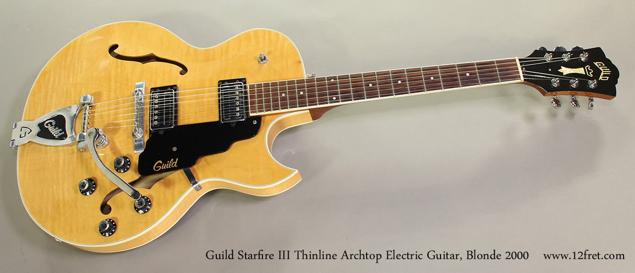 Guild Starfire III Thinline Archtop Electric Guitar, Blonde 2000 Full Front View