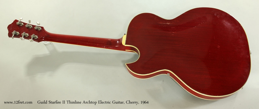 Guild Starfire II Thinline Archtop Electric Guitar, Cherry, 1964 Full Rear View