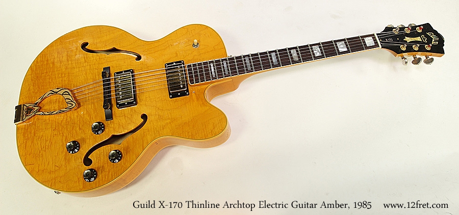 Guild X-170 Thinline Archtop Electric Guitar Amber, 1985 Full Front View