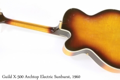 Guild X-500 Archtop Electric Sunburst, 1960 Full Rear View