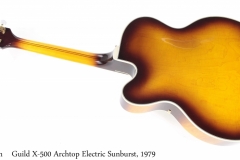 Guild X-500 Archtop Electric Sunburst, 1979 Full Rear View